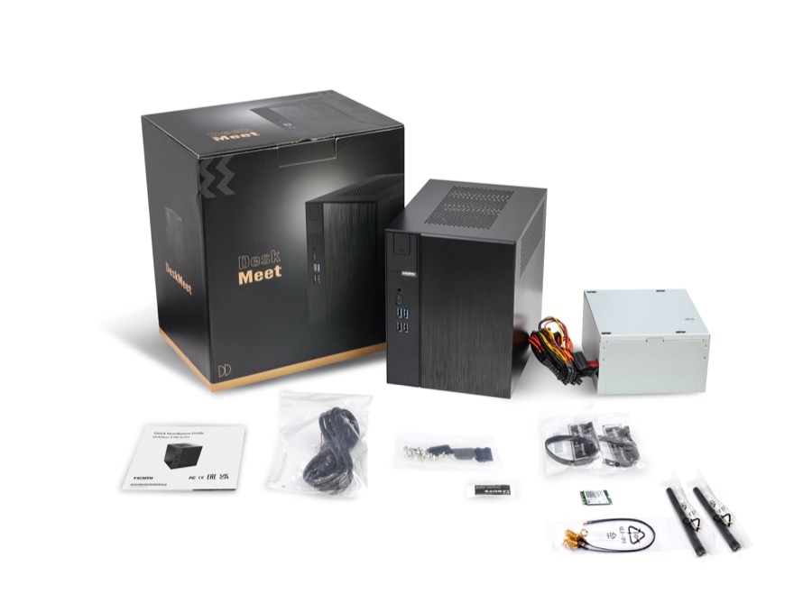 ASRock DESKMEET X300  Mini PC Barebone System AMD X300 DisplayPort, HDMI & D-Sub Supports a discrete Dual slot Graphics card up to 20CM(card not included) 8 Liter compact size